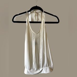 Bebe cream babydoll tank top blouse.  M/L